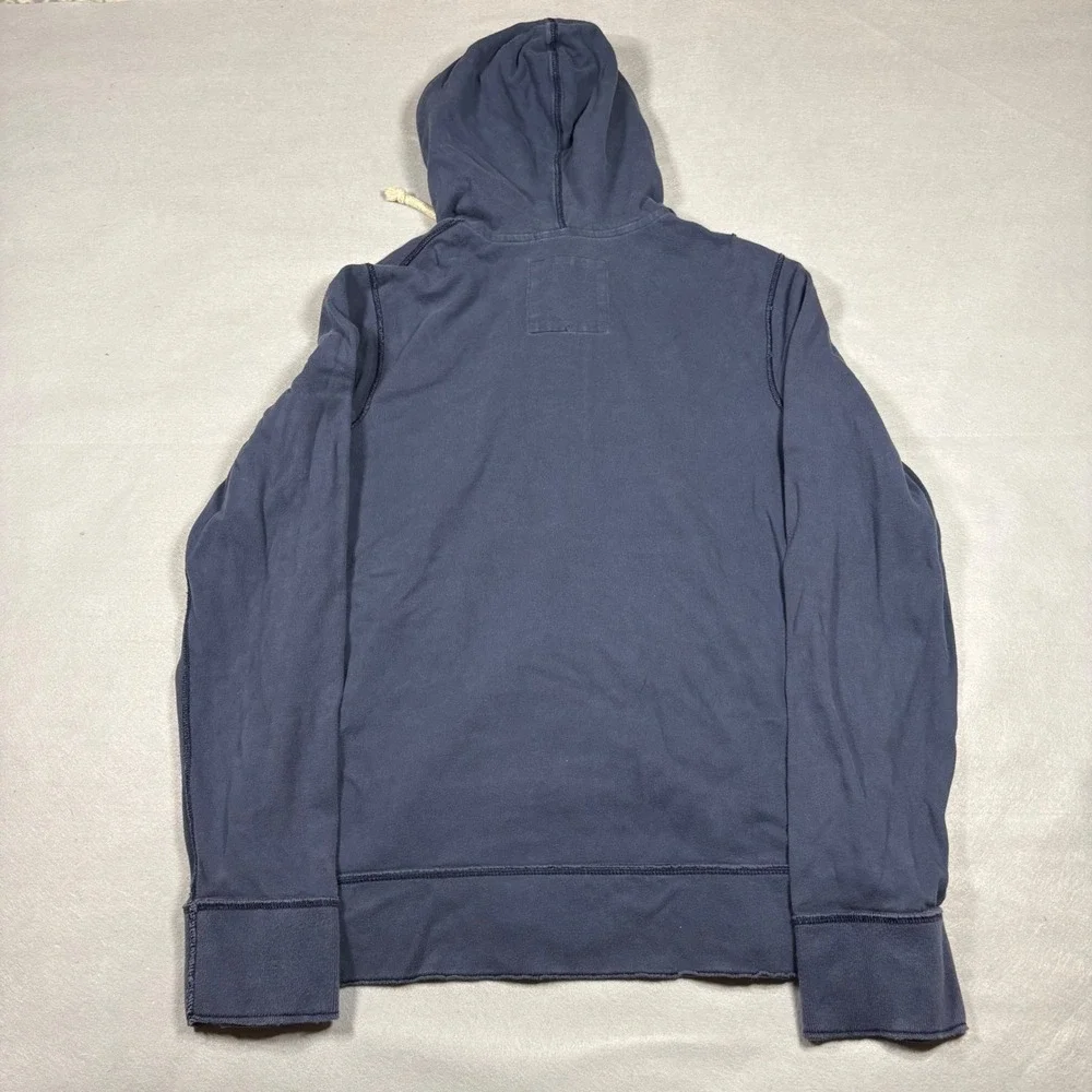 Hollister Mens XL Navy Blue Henley Hoodie San Diego Surf Camp Seagull Logo